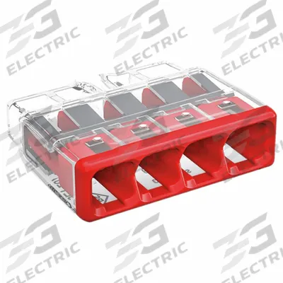 WAGO Push-In Wire Connector: 2773 Series, 4 Port, 20 AWG – 12 AWG Solid Wire Size Range - Push-In Connectors