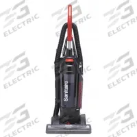 SANITAIRE Upright Vacuum Cleaner: 15 in Cleaning Path Wd, 135 cfm Air Flow, 18 lb Wt, HEPA, Bagless (MPN SC5845D). Key specifications — Color: Black; Vacuum Motor Type: Brushed; Includes Onboard Hose: Onboard Hose Included; Head Height Adjustment: 7-Position; Brand: SANITAIRE; Includes: (2) Piece Wand; Independent Brush Motor: No; Broad Combined Bag/Bagless & HEPA: Standard Bagless Vacuum.