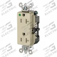 LEVITON Straight Blade Decora Duplex Receptacle: Hospital Grade, Duplex, 5-20R, Ivory, 125V AC, 20 A (MPN 16362-SGI)