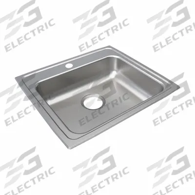JUST MANUFACTURING Bowl Drop-In Sink: 22 in Overall Lg, 19 1/2 in Overall Wd, 5 in Bowl Dp - One-Bowl Counter-Mounted Kitchen & Bar Sinks without Faucets