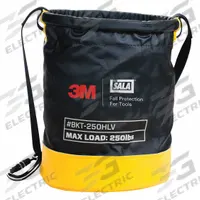 DBI-SALA Bucket: Hand Tools/Power Tools/Small Parts, Carabiner, Hook-and-Loop, 15 in Ht, Container (MPN 1500140). Key specifications — Color: Yellow; Tethering Component: Container; Tool End Connection: Carabiner; Tool Holder Type: Bucket; Sub-brand: Fall Protection for Tools and Objects; Closure Type: Hook-and-Loop; For Tool Type: Hand Tools; Material: Vinyl.