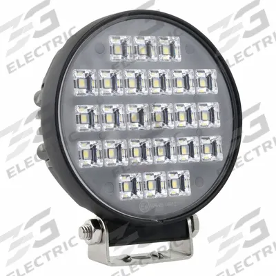 GROTE Round Work Light: Round, Flood, LED, Bracket, Blunt Cut Wires - Vehicle Floodlights