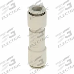 SMC Pneumatic Check Valve: Straight, 8 mm Tubing, 8 mm Tubing, 1 MPa Max. Pressure (MPN AKH08-00). Key specifications — attr291949: 8 mm Tubing; attr291950: 8 mm Tubing; attr291957: Brass (Body); Brass (Spacer); NBR (O-Ring); NBR, Aluminum Alloy (Valve); Stainless Steel (Stopper); Stainless Steel + NBR (Gasket).