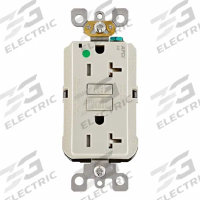 LEVITON Duplex Receptacle Outlet: Hospital Grade, Duplex, 5-20R, Light Almond, 125V AC - General Purpose Receptacles