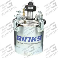 BINKS Paint Pressure Pot: Steel, 2.8 gal Capacity, Direct Drive Agitator, 1 Regulators (MPN 83Z-211). Key specifications — Brand: BINKS; Material: Steel; Number of Regulators: 1; Includes: Hinge Pin; Agitator Type: Direct Drive Agitator.