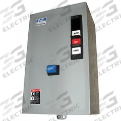 EATON IEC Magnetic Motor Starter: Non-Reversing, 3 Poles, Electronic Protection, 25 A, 120V AC (MPN ECX09G1AHA-R63/D). Key specifications — Brand: EATON; Pilot Lights Included: None; Auxiliary Contacts Included: 1NO/1NC.