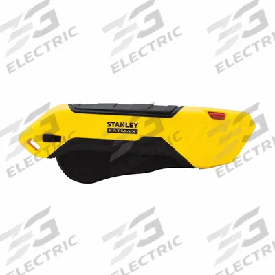 STANLEY Safety Knife: 6 in Overall Lg, Plain, 1/2 in Overall Wd, Rubber, Black/Yellow - Fully Automatic Retracting Utility Knives