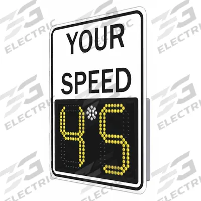 LED Radar Speed Display Sign: 23 in x 36 in Nominal Sign Size (W x H), Aluminum - Safe Pace 100 Series "Your Speed" Radar Signs