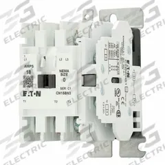 EATON NEMA Magnetic Contactor: Non-Reversing, 3 Poles, NEMA Size 0, 18 A, 480V AC (MPN CN15BN3CB). Key specifications — Brand: EATON.