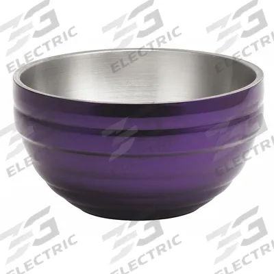 VOLLRATH Bowl: Beehive, 325 oz Capacity, 13 3/4 in Dia, Stainless Steel, Purple - Serving Bowls