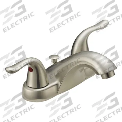 EZ-FLO Low Arc Bathroom Faucet: Impressions Collection, Metal, Brushed Nickel Finish - Centerset Handle Bathroom Faucets