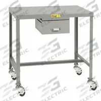LITTLE GIANT Work Table: Fixed Ht, Steel, 36 in x 24 in, 500 lb Overall Load Capacity (MPN MT1-2436-24ED3R). Key specifications — Unit Type: Not Expandable or Modular; Assembly: Fully Assembled; Wheel Type: Solid; Wheel Material: Rubber; Frame Material Finish: Powder Coated; Drawer Depth: 15 in; Drawer Height: 5 in; Resistance Properties: Impact Resistant.