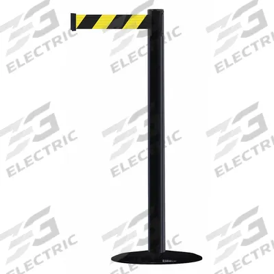 TENSABARRIER Barrier Post with Belt: Black/Yellow, Chevron, No Legend, 7 1/2 ft Belt Lg - Pattern Retractable Belt Post Barriers
