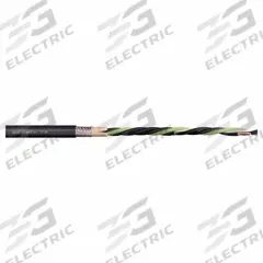 CHAINFLEX Motor Cable: 1 AWG, 4 Conductors, Order by the Foot, PVC Jacket, 1,000 V (MPN CF31-500-04). Key specifications — Conductor Material: Copper; Conductor Configuration: Single; Minimum Bend Radius Factor - Fixed: 4 x OD; Minimum Bend Radius Factor - Flexible: 6 x OD; Includes Ground: Yes; Minimum Bend Radius Factor - E-Chain: 7.5 x OD; Resistance Properties: Flame Retardant; Standards: FT-1.
