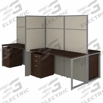 BUSH BUSINESS FURNITURE Modular Cubicle Workstation: 66 in Overall Ht, 119 in Overall Wd - Office Cubicles with Privacy Panels