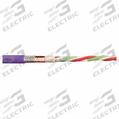 CHAINFLEX Bus Cable: (4) Shielded Twisted Pr 26 AWG (0.15), TPR, Order by the Foot, Ethernet/CAT6A (MPN CFBUS-050). Key specifications — Bus System: Ethernet/CAT6A; Conductor Grouping: (4) Shielded Twisted Pair 26 AWG; Minimum Bend Radius Factor - Fixed: 5 x OD; Minimum Bend Radius Factor - Flexible: 8 x OD; Shielding: Shielded; Brand: CHAINFLEX.
