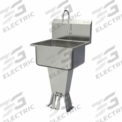 SANI-LAV Wash Station: 41 1/2 in Overall Ht, 19 in Bowl Lg, 10 in Bowl Dp, 0.5 gpm Flow Rate - One-Station Freestanding Hand Sinks with Faucets