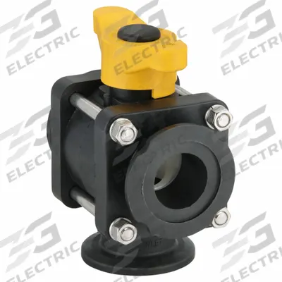BANJO Manual Three-Way Ball Valve: 2 in, Polypropylene, L Flow, 225 psi Max. Pressure (CWP) - L-Port Polypropylene Ball Valves