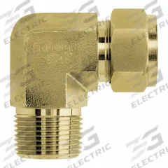 BRENNAN INDUSTRIES Compression Fitting Elbow: 3/8 in OD x 3/8 in Pipe Size, Tube x MNPT, Brass (MPN N2501-06-06-B). Key specifications — Compatible Fitting Brands: Tylok CBC-Lok; Brand: BRENNAN INDUSTRIES; Series: N2501.