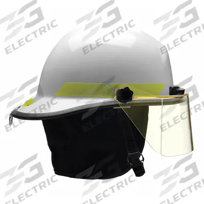 BULLARD Fire Helmet: White, Modern Rear Brim, Chin Strap