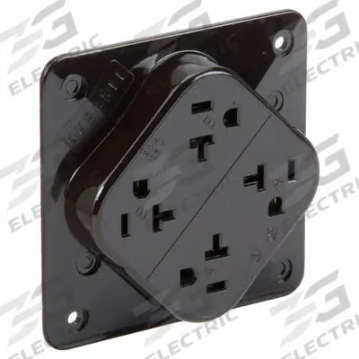 HUBBELL Receptacle: Quad, 5-20, Brown, 125V AC, 20 A, 2 Pole / 3 Wire (MPN HBL420) - General Purpose Receptacles