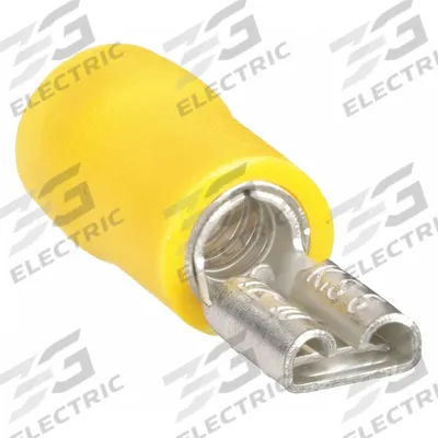 GRAINGER Wire Disconnect: Female Socket, Yellow, Vinyl, Partial Coverage - Partially Insulated Quick Disconnects