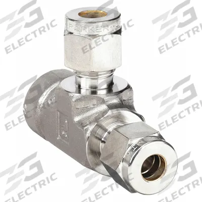 PARKER Compression Tee Fitting: 1/4 in OD x 1/4 in Pipe x 1/4 in OD Fitting Size - Double-Ferrule Stainless Steel Fittings