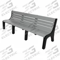 ULTRASITE Outdoor Bench: Newport, 96 in Overall Lg, 33 3/8 in Overall Ht, Gray, Black, Plank Surface (MPN PB 8GRANEW). Key specifications — Manufacturer Part Number: PB 8GRANEW; Brand: ULTRASITE; Frame Color: Black; Product Type: Outdoor Bench; Seat Color: Gray; Series: Newport.