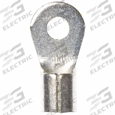 3M Ring Terminal: Bare, 1/4 in Stud Size, 4 AWG to 4 AWG Wire Sizes, 1,000 V - Non-Insulated Ring Terminals