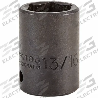 PROTO Impact Socket: 1/2 in Drive Size, SAE, 13/16 in Socket Size, 6-Point, Std - 1/2" Drive Impact Sockets