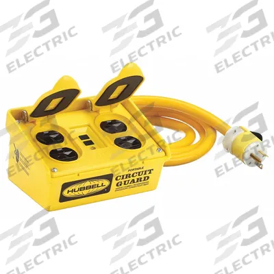 HUBBELL WIRING DEVICE-KELLEMS GFCI: Manual Reset, 6 ft Lg, 12/3, 5-20P Plug - Plug-In GFCI Cords
