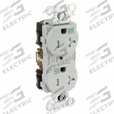 HUBBELL Receptacle: Duplex, 5-20, Gray, 125V AC, 20 A, 2 Pole / 3 Wire (MPN BR20GRYWRTR) - General Purpose Receptacles