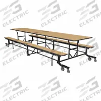 PALMER HAMILTON Cafeteria Bench Table: Fusion Maple, Bench Seat, 29 in Overall Ht, 55 in Overall Lg (MPN 19F18293012FB). Key specifications — Tabletop Structural Material: Industrial Grade High Pressure Laminate with Particleboard Core; Tabletop Surface Material: Laminate.