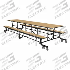 PALMER HAMILTON Cafeteria Bench Table: Fusion Maple, Bench Seat, 29 in Overall Ht, 55 in Overall Lg (MPN 19F18293012FB). Key specifications — Tabletop Structural Material: Industrial Grade High Pressure Laminate with Particleboard Core; Tabletop Surface Material: Laminate.