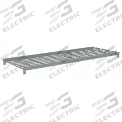 TENNSCO Shelf: 42 in x 18 in, 550 lb Load Capacity, Steel, 5 ga Decking, Gray, Shelf (MPN ZAES-4218W). Key specifications — Decking Material: Steel; Includes: (2) Beams; Decking Finish: Zinc Plated; Shelf Configuration: Single Straight; Color: Gray; Frame Material: Steel; Brand: TENNSCO; Frame Finish: Zinc Plated.