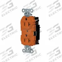 HUBBELL Receptacle: Duplex, 5-20, Orange, 125V AC, 20 A, 2 Pole / 3 Wire (MPN 5362STO)