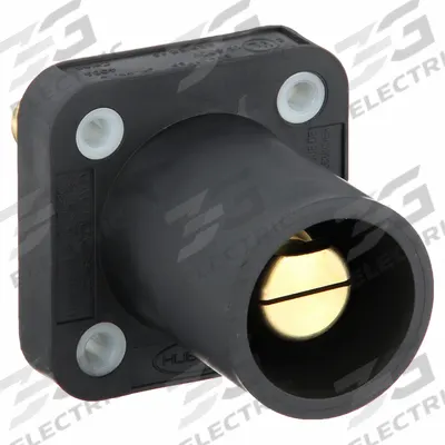 HUBBELL Single Pole Receptacle: Black, Straight Taper Nose Mating, Threaded Stud Termination - Receptacles with Threaded Stud Terminations