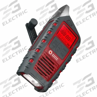 ETON All Band Weather Radio: AM/FM/NOAA, Red, 2 5/16 in Overall Dp - Weather Radios