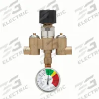 LEONARD VALVE Thermostatic Mixing Valve: For Hot Water/Water Media, Thermostatic, Brass, NBR, NPT (MPN EXL-300-LF). Key specifications — Includes: Dial Thermometer; Brand: LEONARD VALVE.