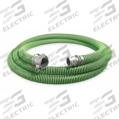 CONTINENTAL Water Suction and Discharge Hose: 4 in Hose Inside Dia., 38 psi, Black/Green - Thermoplastic Rubber Water Suction & Discharge Hose Assemblies with Polyethylene Helix Reinforcement