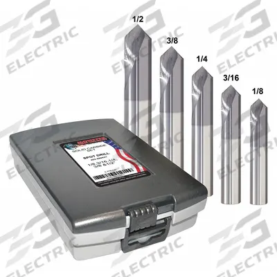 APPROVED VENDOR Spotting Drill Bit Set: 5 Pc, 1/8 in to 1/2 in, 140° - Solid Carbide Spotting Drill Sets