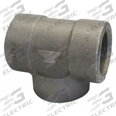ANVIL Metal Pipe Tee: 1 1/2 in x 1 1/2 in x 1 in, 1,500 psi @ 150°F, Steel - Threaded High-Pressure Pipe Fittings