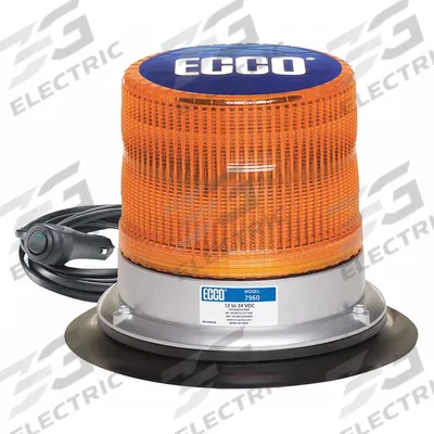 ECCO Beacon Light: Flashing Beacon, Amber, 5 11/16 in Overall Ht, LED - Vehicle Flashing Beacons
