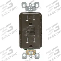 LEVITON GFI Receptacle: Decorator Duplex, 5-15, Brown, GFCI, 125V AC, 15 A, 2 Pole / 3 Wire (MPN GFTR1)