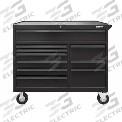 KENNEDY Roller Cabinet: Black / Black Drawer, 48 1/2 in W x 20 in D x 43 1/4 in H - Electric-Enabled Heavy-Duty Rolling Tool Cabinets