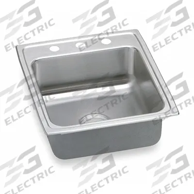 ELKAY Bowl Drop-In Sink: 22 in Overall Lg, 19 1/2 in Overall Wd, 7 1/2 in Bowl Dp - One-Bowl Counter-Mounted Kitchen & Bar Sinks without Faucets