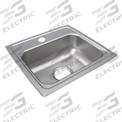JUST MANUFACTURING Bowl Drop-In Sink: 17 in Overall Lg, 16 in Overall Wd, 5 in Bowl Dp - One-Bowl Counter-Mounted Kitchen & Bar Sinks without Faucets