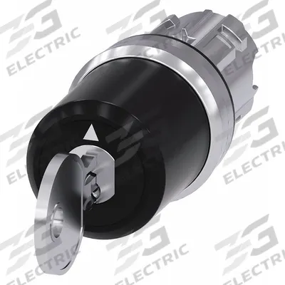 Siemens Keyed Selector Switch: 3 Position, 22 mm Panel Mounting Size - Panel-Mounted Key Switches without Contacts