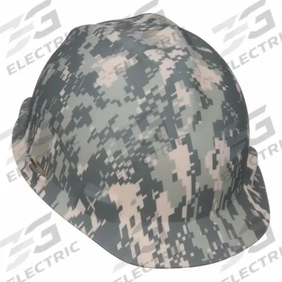 MSA Hard Hat: Camouflage, No Graphics, Ratchet (4-Point), Ratchet, Polyethylene - Patriotic Front-Brim Hard Hats (Type 1, Class E)