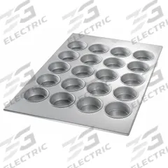 CHICAGO METALLIC Jumbo Muffin Pan: Aluminized Steel, 20 Slots, 17 7/8 in Overall Wd, 26 ga Gauge (MPN 44515). Key specifications — Pan Style: Muffin Pan; Brand: CHICAGO METALLIC; Color: Silver; Material: Aluminized Steel; NSF Certified: No; Number of Slots: 20.